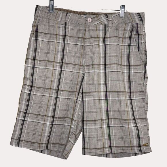 O Neill Mens Skate Shorts Plaid Tan 34 bv - Picture 1 of 7